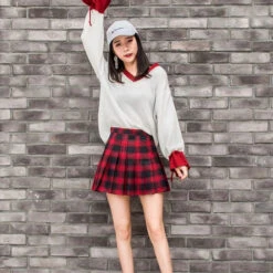 Apparel Harajuku High Waist School Girl Pleated Plaid Short Skirt 27 Apparel Harajuku High Waist School Girl Pleated Plaid Short Skirt -Kawaii Store kawaiies plushies plush softtoy harajuku high waist school girl pleated plaid short skirt apparel 662030