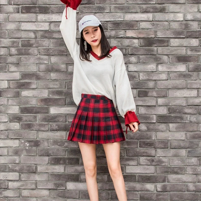 Apparel Harajuku High Waist School Girl Pleated Plaid Short Skirt 14 Apparel Harajuku High Waist School Girl Pleated Plaid Short Skirt - Image 12