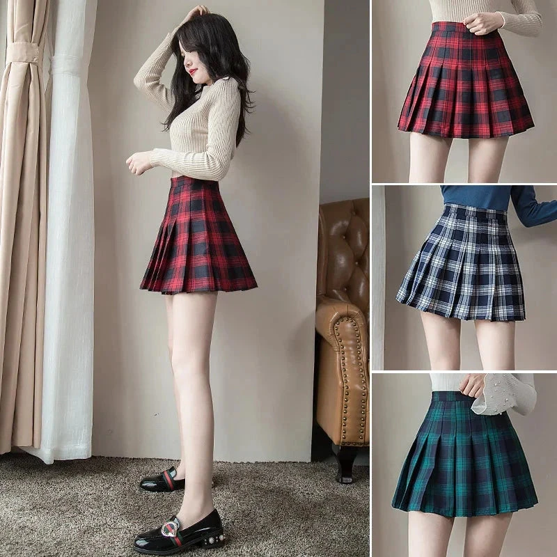 Apparel Harajuku High Waist School Girl Pleated Plaid Short Skirt 6 Apparel Harajuku High Waist School Girl Pleated Plaid Short Skirt - Image 4