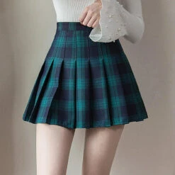 Apparel Harajuku High Waist School Girl Pleated Plaid Short Skirt 24 Apparel Harajuku High Waist School Girl Pleated Plaid Short Skirt -Kawaii Store kawaiies plushies plush softtoy harajuku high waist school girl pleated plaid short skirt apparel green xs 741353