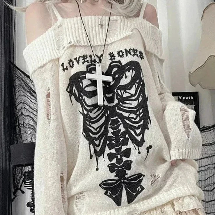 Apparel Harajuku Insomnia Gothic Knitted Pullovers Women 4 Apparel Harajuku Insomnia Gothic Knitted Pullovers Women - Image 2
