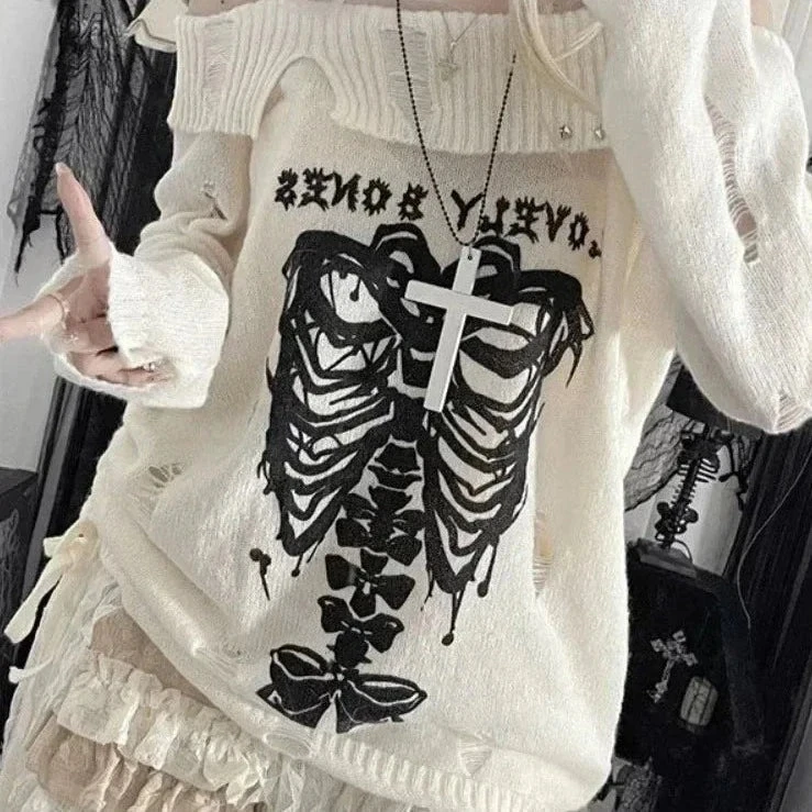Apparel Harajuku Insomnia Gothic Knitted Pullovers Women 5 Apparel Harajuku Insomnia Gothic Knitted Pullovers Women - Image 3