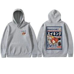 Apparel Harajuku Japanese Fish Konnichiwa Poster Unisex Hoodie -Kawaii Store kawaiies plushies plush softtoy harajuku japanese fish konnichiwa poster unisex hoodie new apparel gray s 383734