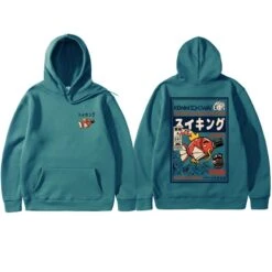 Apparel Harajuku Japanese Fish Konnichiwa Poster Unisex Hoodie -Kawaii Store kawaiies plushies plush softtoy harajuku japanese fish konnichiwa poster unisex hoodie new apparel green s 967664