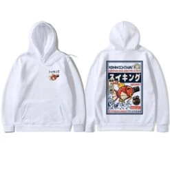 Apparel Harajuku Japanese Fish Konnichiwa Poster Unisex Hoodie -Kawaii Store kawaiies plushies plush softtoy harajuku japanese fish konnichiwa poster unisex hoodie new apparel white s 203080