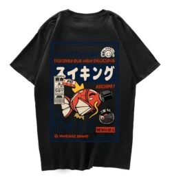 Apparel Harajuku Japanese Fish Konnichiwa Poster Unisex Tee -Kawaii Store kawaiies plushies plush softtoy harajuku japanese fish konnichiwa poster unisex tee new apparel black s 326707