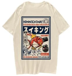Apparel Harajuku Japanese Fish Konnichiwa Poster Unisex Tee -Kawaii Store kawaiies plushies plush softtoy harajuku japanese fish konnichiwa poster unisex tee new apparel cream s 724270