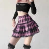 Apparel Harajuku Lolita Gothic Black Pink Laced Plaid Pleated Skirt -Kawaii Store kawaiies plushies plush softtoy harajuku lolita gothic black pink laced plaid pleated skirt apparel 3xl 324816