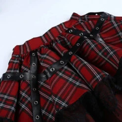 Apparel Harajuku Lolita Gothic Rouge Red Laced Plaid Pleated Skirt -Kawaii Store kawaiies plushies plush softtoy harajuku lolita gothic rouge red laced plaid pleated skirt apparel 423317