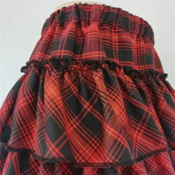 Apparel Harajuku Punk Princess Pink Red Plaid Pleated Skirt -Kawaii Store kawaiies plushies plush softtoy harajuku punk princess pink red plaid pleated skirt apparel 856896