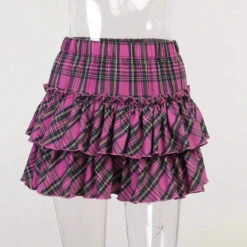 Apparel Harajuku Punk Princess Pink Red Plaid Pleated Skirt -Kawaii Store kawaiies plushies plush softtoy harajuku punk princess pink red plaid pleated skirt apparel pink s 728724