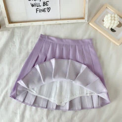 Apparel High Waist Cute Simple Pleated Short Light Skirt -Kawaii Store kawaiies plushies plush softtoy high waist cute simple pleated short light skirt apparel 128050