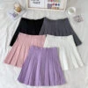 Apparel High Waist Cute Simple Pleated Short Light Skirt