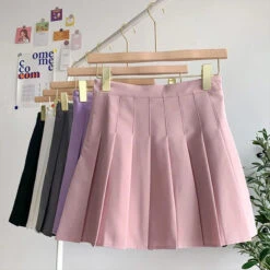 Apparel High Waist Cute Simple Pleated Short Light Skirt -Kawaii Store kawaiies plushies plush softtoy high waist cute simple pleated short light skirt apparel 896315