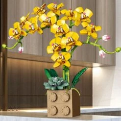 Huge Blossoming Orchid Flower Building Set Collection -Kawaii Store kawaiies plushies plush softtoy huge blossoming orchid flower building set collection build it yellow 945938