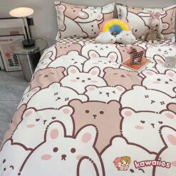 Hundreds Of Kawaii Bear Bunny Bedding Set -Kawaii Store kawaiies plushies plush softtoy hundreds of kawaii bear bunny bedding set home decor 485220