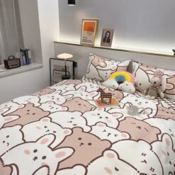 Hundreds Of Kawaii Bear Bunny Bedding Set -Kawaii Store kawaiies plushies plush softtoy hundreds of kawaii bear bunny bedding set home decor 624950
