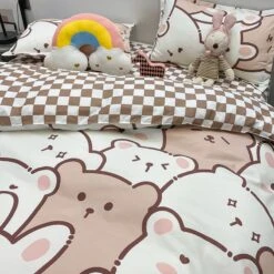 Hundreds Of Kawaii Bear Bunny Bedding Set -Kawaii Store kawaiies plushies plush softtoy hundreds of kawaii bear bunny bedding set home decor 731411