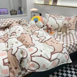 Hundreds Of Kawaii Bear Bunny Bedding Set -Kawaii Store kawaiies plushies plush softtoy hundreds of kawaii bear bunny bedding set home decor 811498