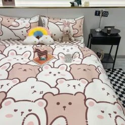 Hundreds Of Kawaii Bear Bunny Bedding Set -Kawaii Store kawaiies plushies plush softtoy hundreds of kawaii bear bunny bedding set home decor 862664