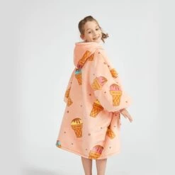 Apparel Ice Cream Coral Oversized Blanket Hoodie For Adults & Children -Kawaii Store kawaiies plushies plush softtoy ice cream coral oversized blanket hoodie for adults children new apparel 106740