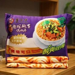 Instant Noodle Plushie Pillow 28 Instant Noodle Plushie Pillow -Kawaii Store kawaiies plushies plush softtoy instant noodle plushie pillow soft toy purple with blanket 515482
