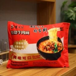 Instant Noodle Plushie Pillow 21 Instant Noodle Plushie Pillow -Kawaii Store kawaiies plushies plush softtoy instant noodle plushie pillow soft toy red no blanket 269733