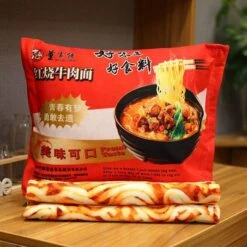 Instant Noodle Plushie Pillow 26 Instant Noodle Plushie Pillow -Kawaii Store kawaiies plushies plush softtoy instant noodle plushie pillow soft toy red with blanket 954950