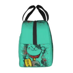 Jade Green Lucky Cat Insulated Lunch Bag -Kawaii Store kawaiies plushies plush softtoy jade green lucky cat insulated lunch bag bag 230436