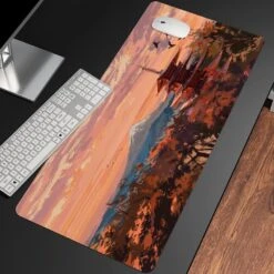 Accessories Japan Mount Fuji Shrine Long Mouse Pad -Kawaii Store kawaiies plushies plush softtoy japan mount fuji shrine long mouse pad mouse pads sunset autumn 60 x 30cm 854623