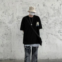 Apparel Japanese Cartoon Cat Ramen Oversized Men's Tee Top -Kawaii Store kawaiies plushies plush softtoy japanese cartoon cat ramen oversized mens tee top apparel 134778