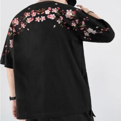 Apparel Japanese Cherry Blossoms Embroidery Tee -Kawaii Store kawaiies plushies plush softtoy japanese cherry blossoms embroidery tee apparel 200798