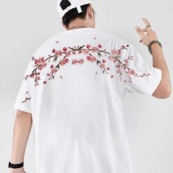 Apparel Japanese Cherry Blossoms Embroidery Tee