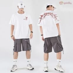 Apparel Japanese Cherry Blossoms Embroidery Tee -Kawaii Store kawaiies plushies plush softtoy japanese cherry blossoms embroidery tee apparel 711986