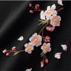 Apparel Japanese Cherry Blossoms Embroidery Tee -Kawaii Store kawaiies plushies plush softtoy japanese cherry blossoms embroidery tee apparel 858131