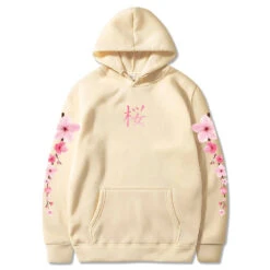 Apparel Japanese Cherry SakuraHoodies Long Sleeve -Kawaii Store kawaiies plushies plush softtoy japanese cherry sakura hoodies long sleeve hoodies cream xs 907248
