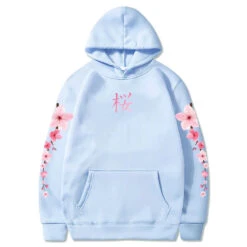 Apparel Japanese Cherry SakuraHoodies Long Sleeve -Kawaii Store kawaiies plushies plush softtoy japanese cherry sakura hoodies long sleeve hoodies sky blue xs 541473