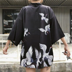 Apparel Japanese Classic Crane Design Kimono -Kawaii Store kawaiies plushies plush softtoy japanese classic crane design kimono clothing 774145