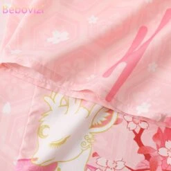 Apparel Japanese Deer Of Nara With Sakura Trees Kimono -Kawaii Store kawaiies plushies plush softtoy japanese deer of nara with sakura trees kimono clothing 180858