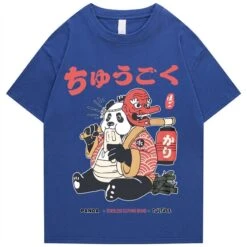 Apparel Japanese Fat Samurai Panda Unisex Tee -Kawaii Store kawaiies plushies plush softtoy japanese fat samurai panda unisex tee new apparel blue s 356729