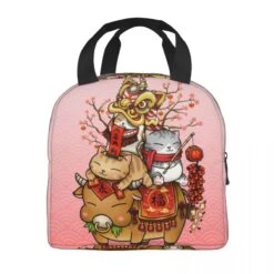 Japanese Fortune Cat Lunch Bag Set -Kawaii Store kawaiies plushies plush softtoy japanese fortune cat lunch bag set bag 234503