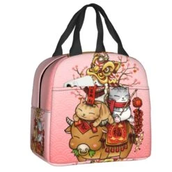 Japanese Fortune Cat Lunch Bag Set -Kawaii Store kawaiies plushies plush softtoy japanese fortune cat lunch bag set bag pink 594855