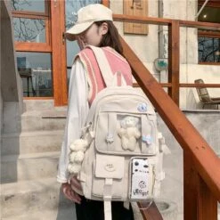 Apparel Japanese High School Backpack Bag -Kawaii Store kawaiies plushies plush softtoy japanese high school backpack bag new bag cream 487894