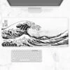 Accessories Japanese Kanagawa Great Wave Black White Large Mouse Pad -Kawaii Store kawaiies plushies plush softtoy japanese kanagawa great wave black white large mouse pad new mouse pads 60 x 30cm 391454