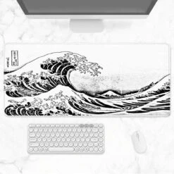 Accessories Japanese Kanagawa Great Wave Black White Large Mouse Pad