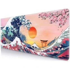 Accessories Japanese Kanagawa Great Wave Sunset Mouse Pad -Kawaii Store kawaiies plushies plush softtoy japanese kanagawa great wave sunset mouse pad mouse pads 60 x 30 cm 125932