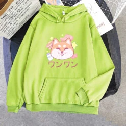 Apparel Japanese Kawaii Shiba Inu Unisex Hoodie -Kawaii Store kawaiies plushies plush softtoy japanese kawaii shiba inu unisex hoodie apparel lime xs 133303