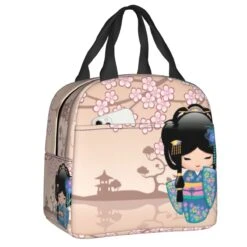 Japanese Keiko Kokeshi Doll Lunch Bag -Kawaii Store kawaiies plushies plush softtoy japanese keiko kokeshi doll lunch bag bags 208395