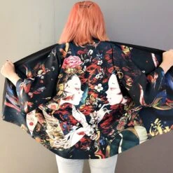 Apparel Japanese Art Fancy Kimono Cardigan Robe Short -Kawaii Store kawaiies plushies plush softtoy japanese kimono cardigan clothing 5 681348