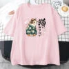 Apparel Japanese Kimono Cat Sakura Kanji Unisex Tee -Kawaii Store kawaiies plushies plush softtoy japanese kimono cat sakura kanji unisex tee tops pink xs 926738